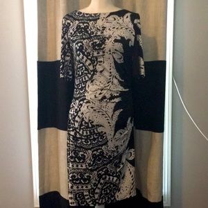 Jones New York Black and White Wrap Style Dress